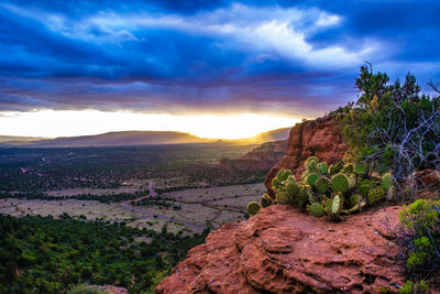 Scenic view of landscape against sky during sunset