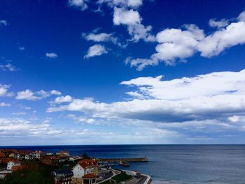 Scenic view of seascape against cloudy sky