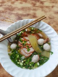 High angle view of meal served in plate