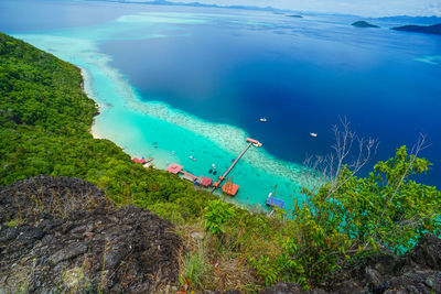 High angle view of sea against sky