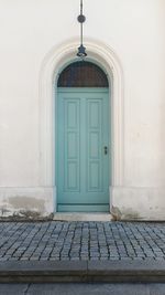 Closed door of building