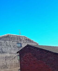 High section of house against clear blue sky