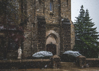 Church during snowfall