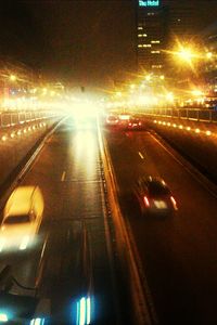 Cars moving on road at night