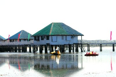 View of built structure in water