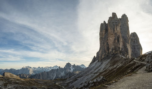 Scenic view of mountain against cloudy sky