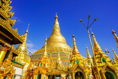 Low angle view of pagoda against sky