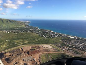 Aerial view of sea against sky