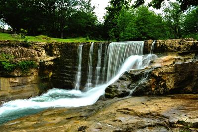 View of waterfall in forest
