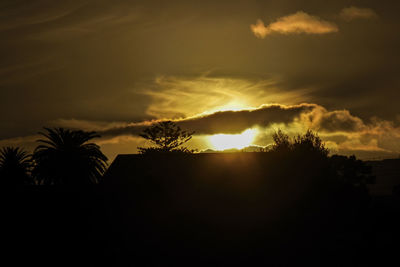 Silhouette palm trees against sky during sunset