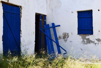 Closed door of building