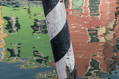 High angle view of wood in water