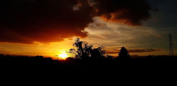 Silhouette trees against sky during sunset