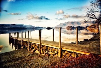 Scenic view of lake against sky