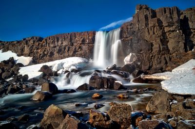 Scenic view of waterfall