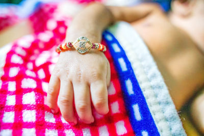 Close-up of woman hand