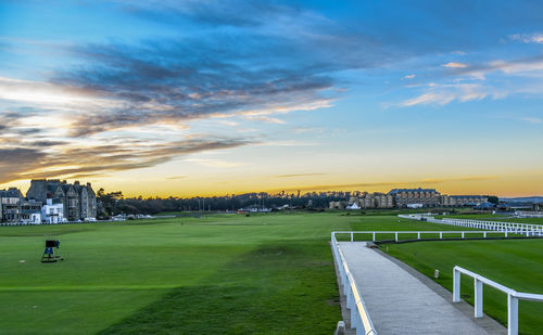 Scenic view of landscape against sky during sunset