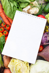 High angle view of food on table