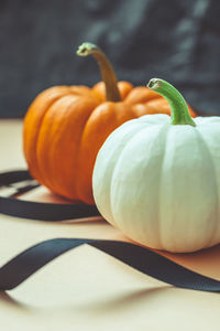 Close-up of pumpkin on table