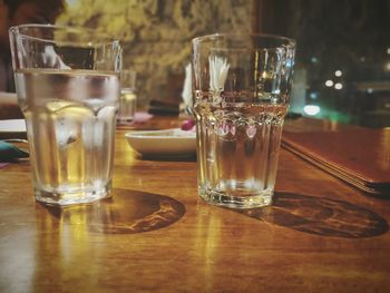 Close-up of beer in glass on table