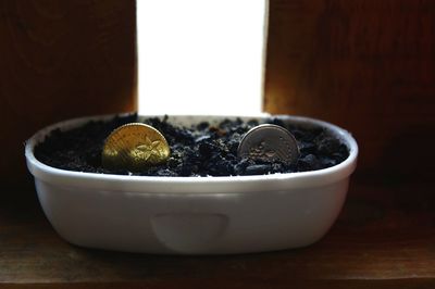 Close-up of drink in bowl on table