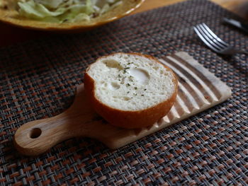 High angle view of breakfast on table