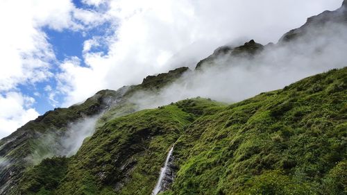 Low angle view of waterfall