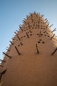 Low angle view of tower against clear sky