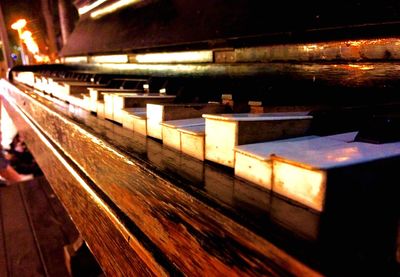 Railroad station platform at night
