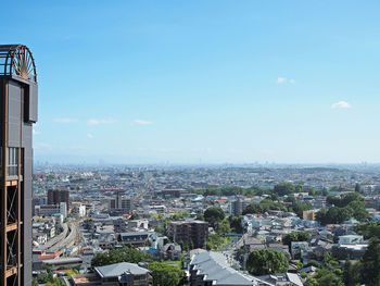 High angle view of townscape against sky