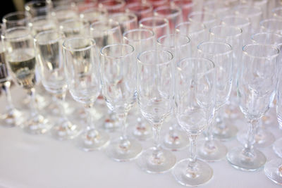 Close-up of glass glasses on table