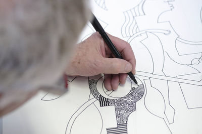 Artist drawing, close-up