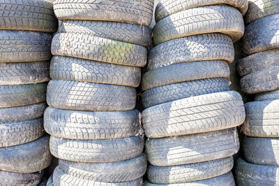 Full frame shot of old tires