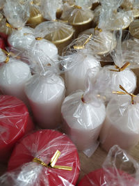 Full frame shot of white candies for sale