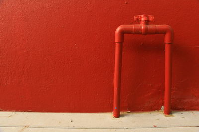 Close-up of red open door