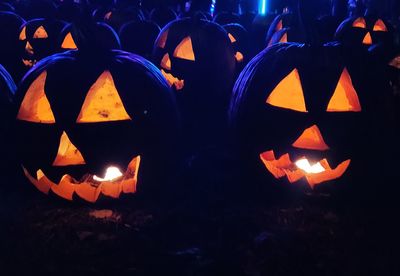 Illuminated lanterns at night