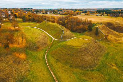 High angle view of road amidst landscape