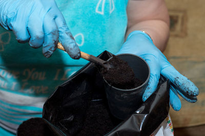 Close-up of hands working