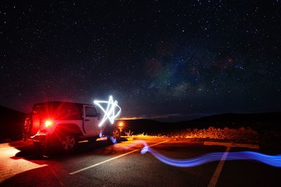 Light trails on road