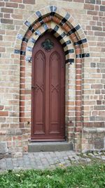 Closed door of building