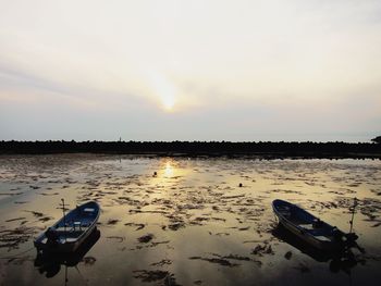 Scenic view of boat in sea