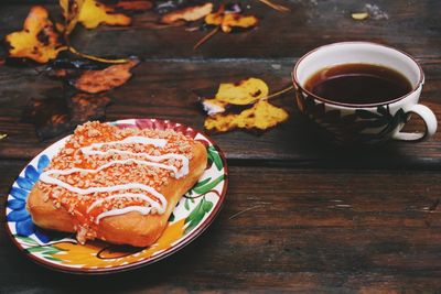 Close-up of breakfast on table