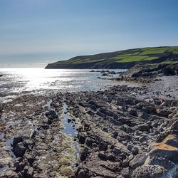 Scenic view of sea against clear sky