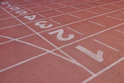 High angle view of running track