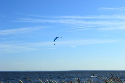 Scenic view of sea against blue sky