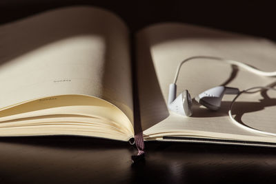 Close-up of book on table