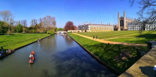 View of buildings at waterfront. cambridge uk springtime.