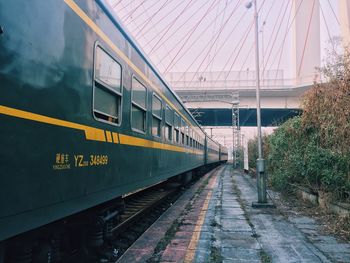 Train on railroad station platform