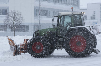 Snow removal at the parking lot in the winter season