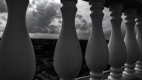 Low angle view of decorations against sky